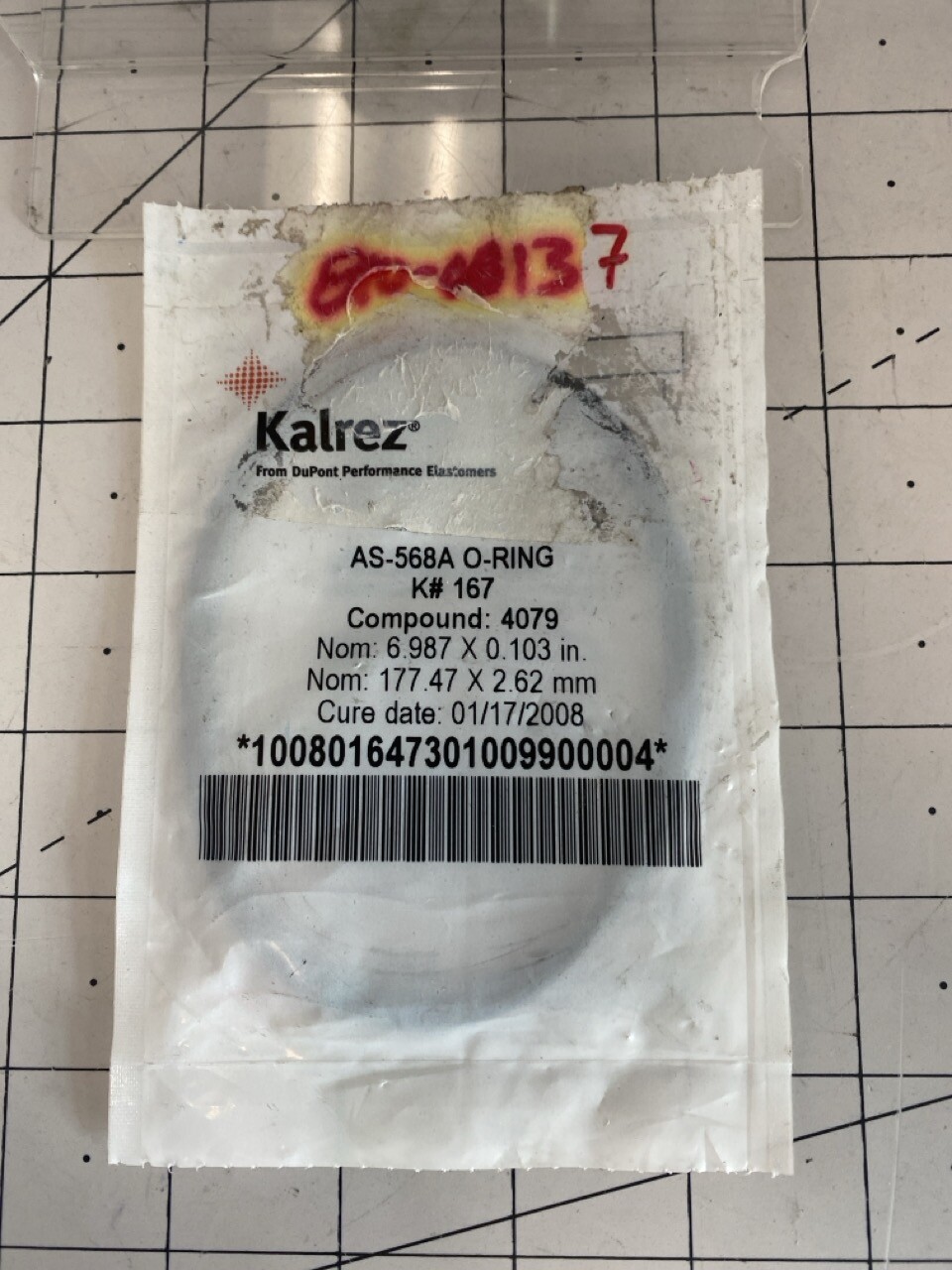 Kalrez O-Ring K# 167 Compound 4079 6.987 x 0.103 in 177.47 x 2.62 mm PN: AS-568A
