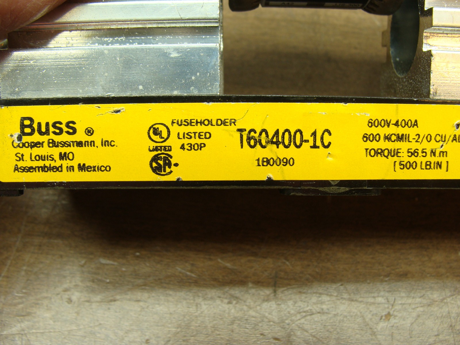 BUSSMANN FUSE BLOCK T60400-1C 400A 600V W/LIMITRON FUSE JJS-300