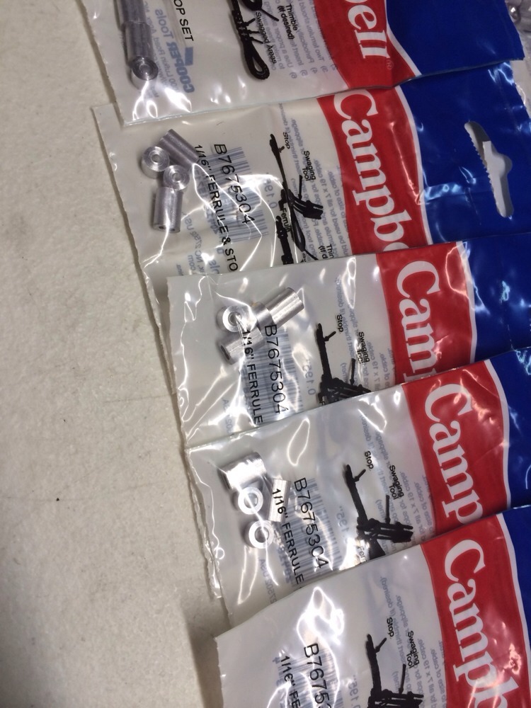 Campbell 1/16″ CABLE FERRULE AND STOP SET B7675304 LOT OF 10 (NEW)