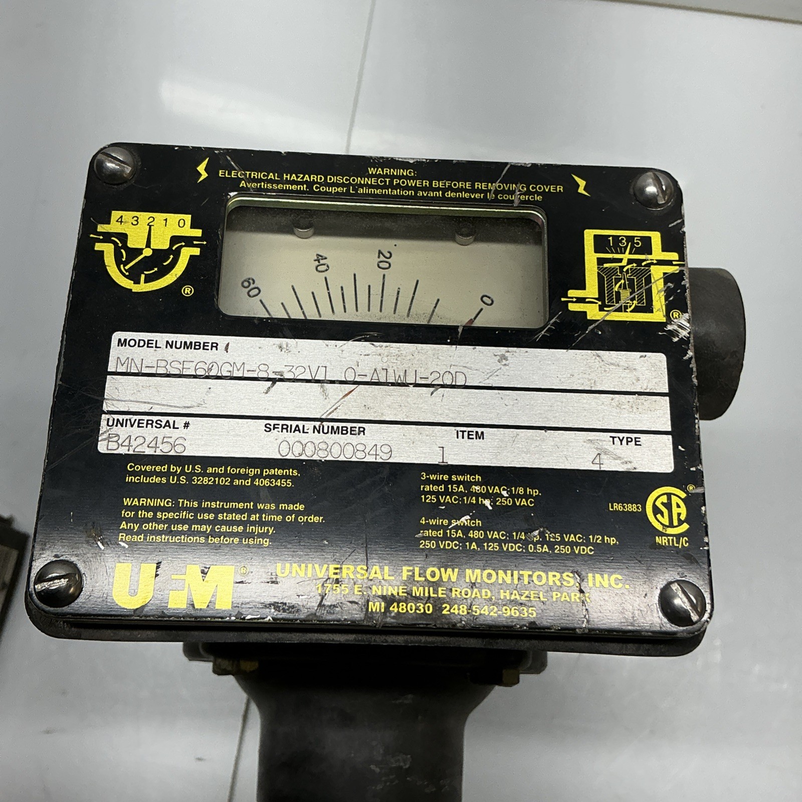 UFM MN-BSE60GM-8-32V1.0-A1WU-20D Flow Monitor AB-061