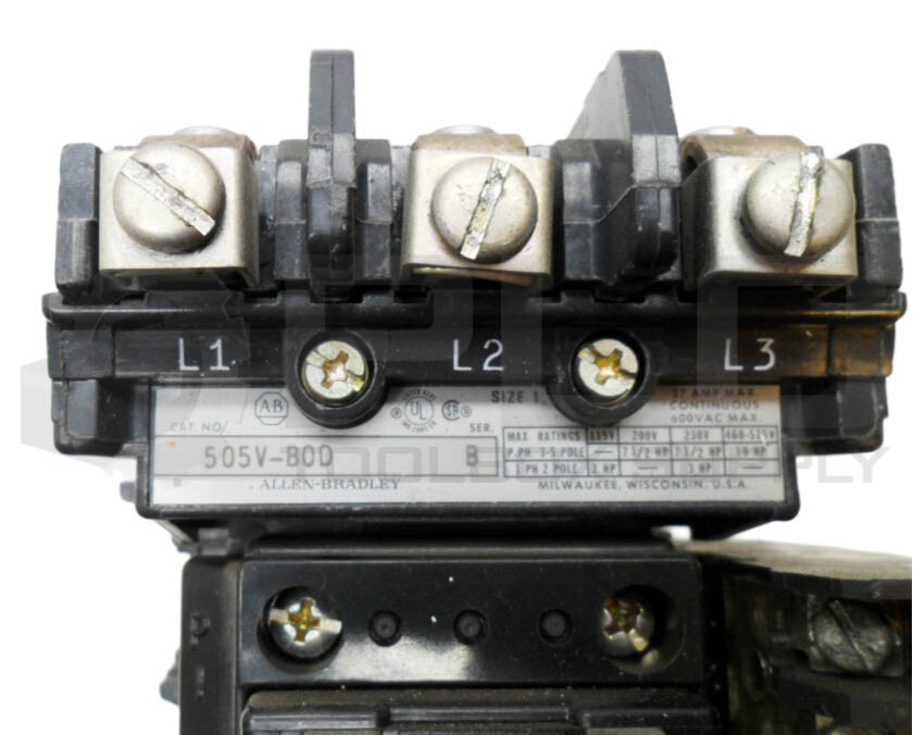 ALLEN BRADLEY 505V-BOD /B CONTACTOR W/ CB236 W/ (2) 595-AB /B AUXILIARY CONTACT