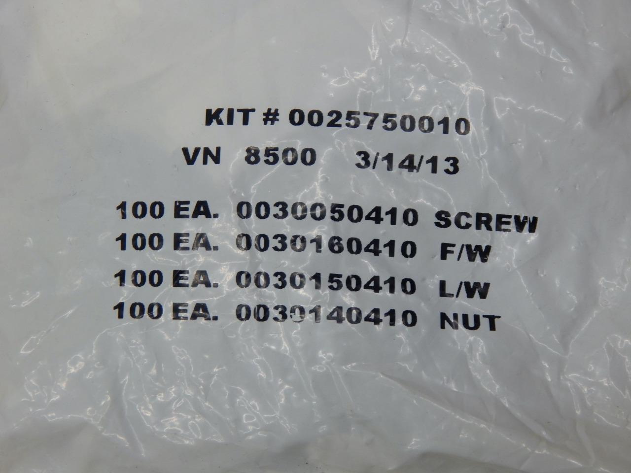 Newton ​0025750010, 100x each Screw, Flat Washer, Lock Washer, Nut = 400 Total