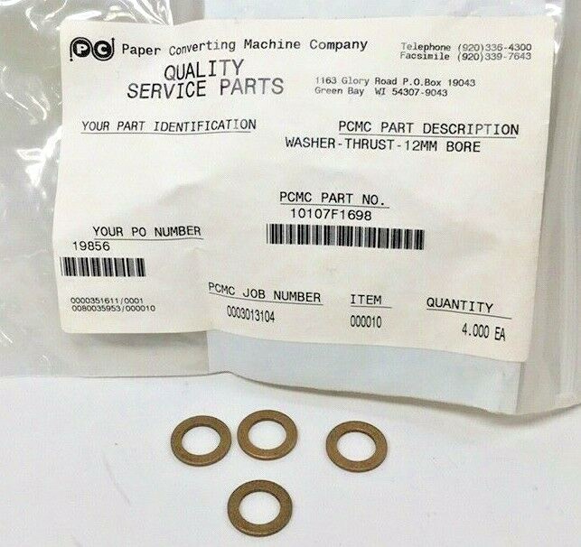 PCMC 10107F1698 Copper Washer 12mm Bore Paper Converting Machine Co (Pack Of 4)