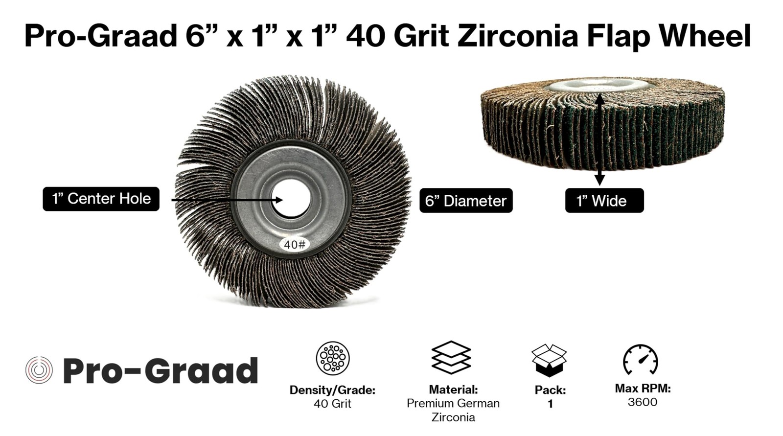Pro-Graad 6” x 1” x 1” 120 Grit Premium Zirconia Abrasive Unmounted Flap…
