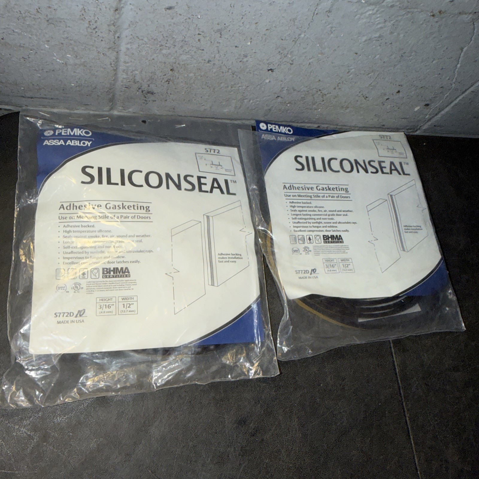 Assa Abloy Pemko S772 Siliconseal Adhesive Gasketing Door Frame Seals LOT OF 2