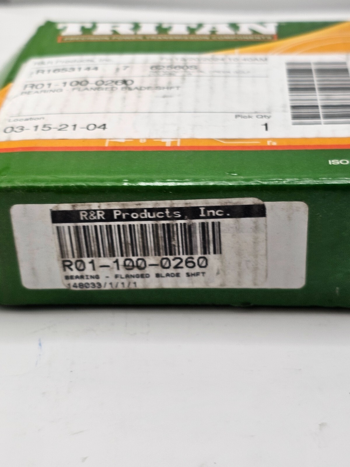 R&R Products Bearing Flanged Blade Shaft R01-100-0260 Tritan SB205-16