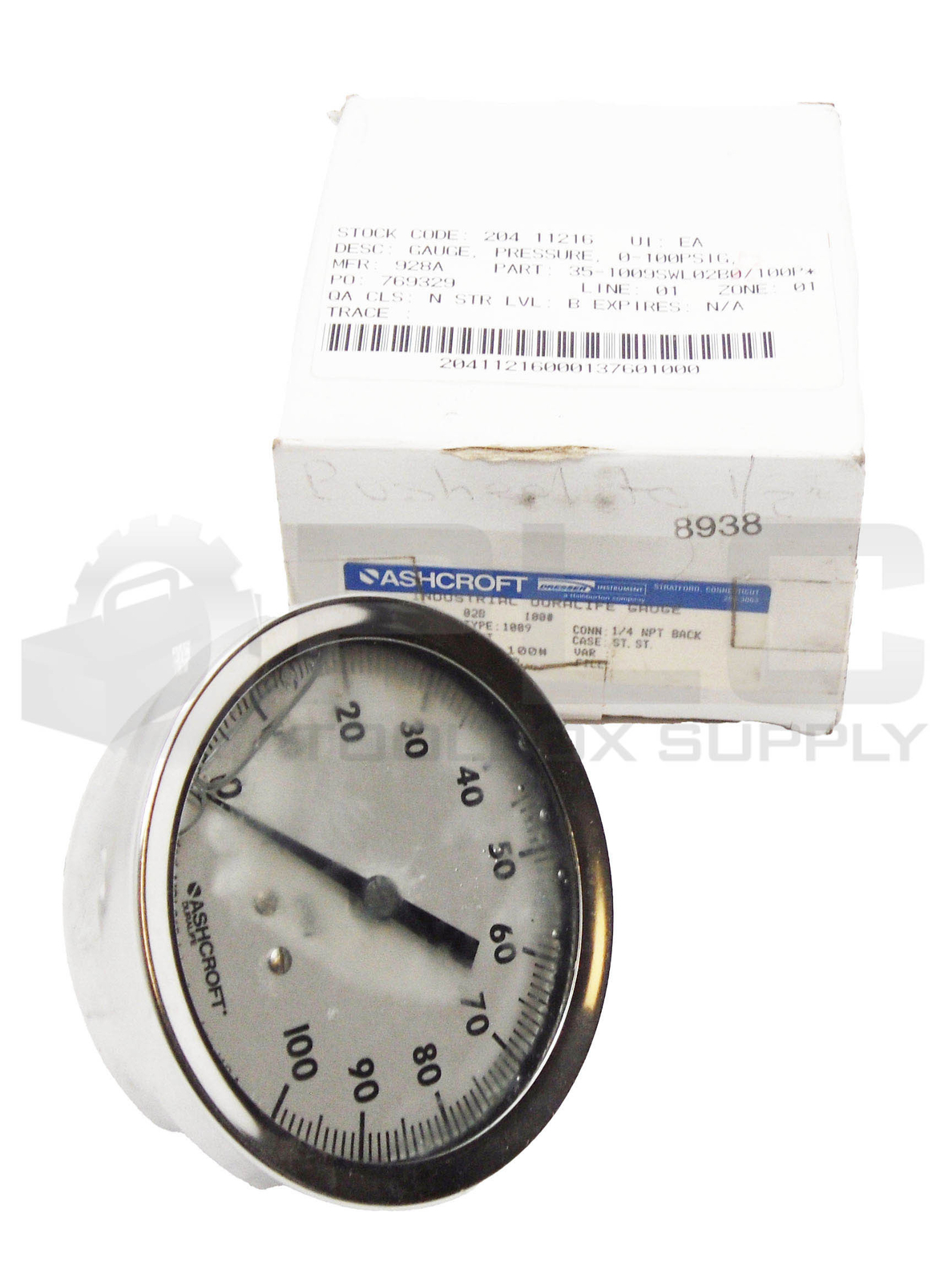 NEW ASHCROFT 35-1009SW02B-100# INDUSTRIAL DURALIFE GAUGE 3-1/2″ 1/4″NPT 0-100PSI