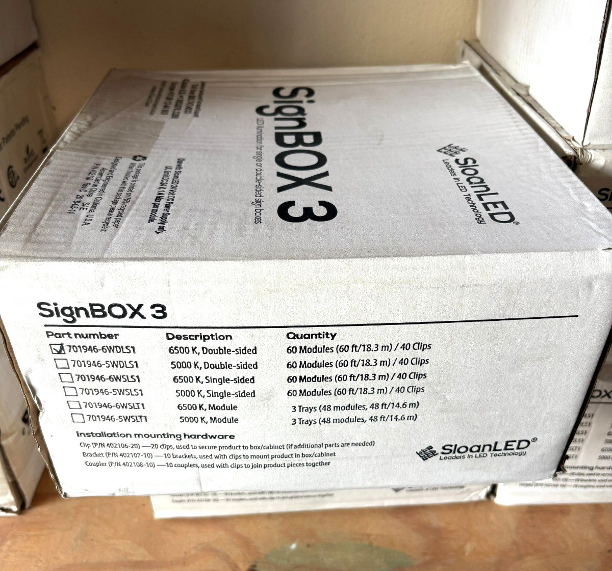 Sloan LED SignBOX II New Complete Kit Double-sided 6500K SignRayz PRO SignBOX3