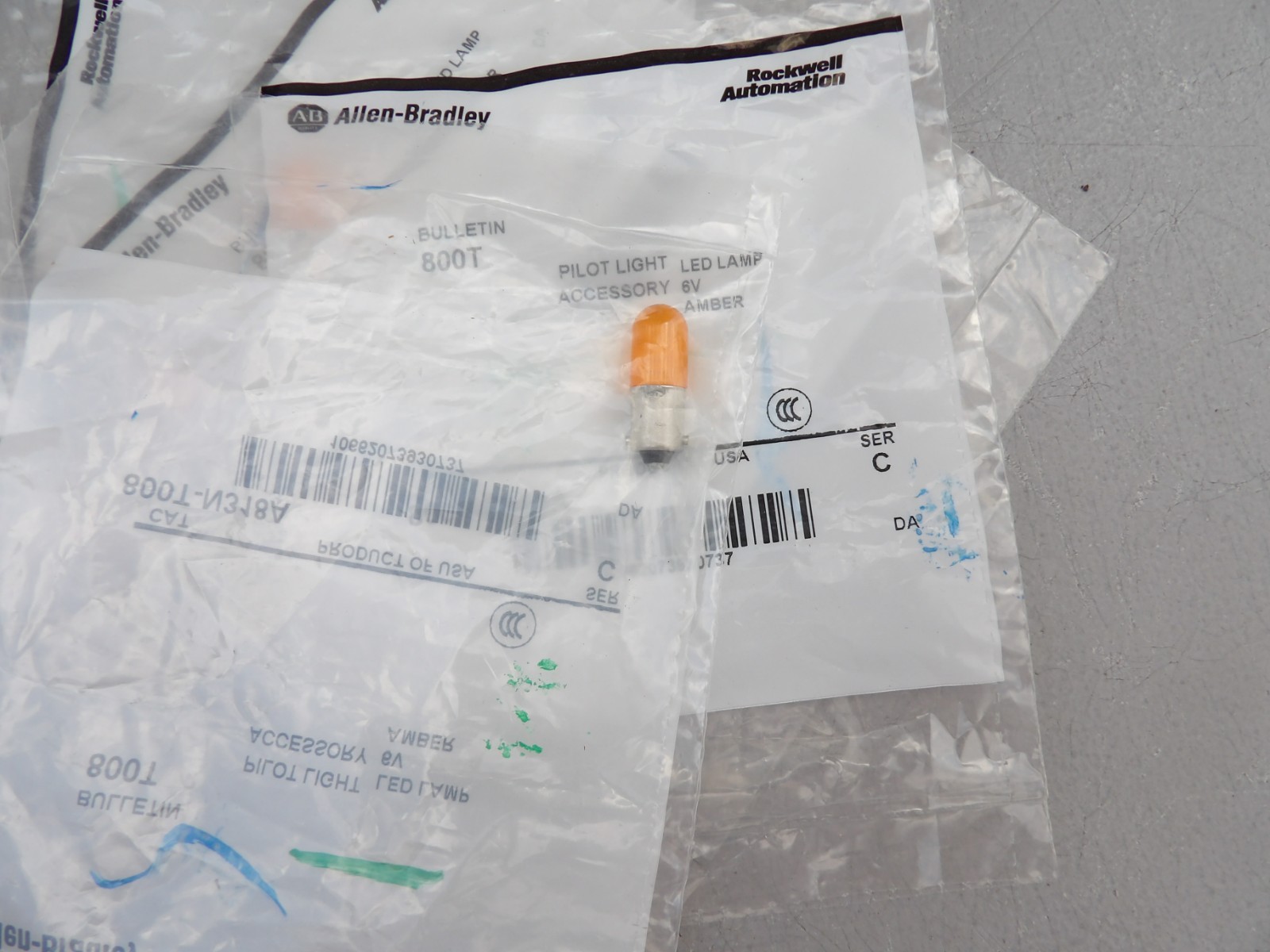 Lot of 20 Allen Bradley 800T-N318A Orange Pilot Bulb in Sealed Pouch