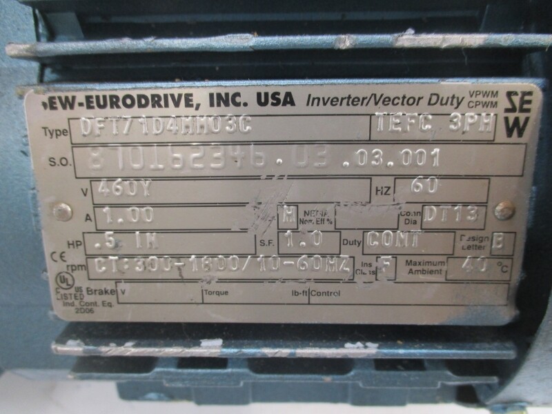 SEW-EURODRIVE W20DT71D4MM03C DFT71D4MM03C 460YV 1A NSNP