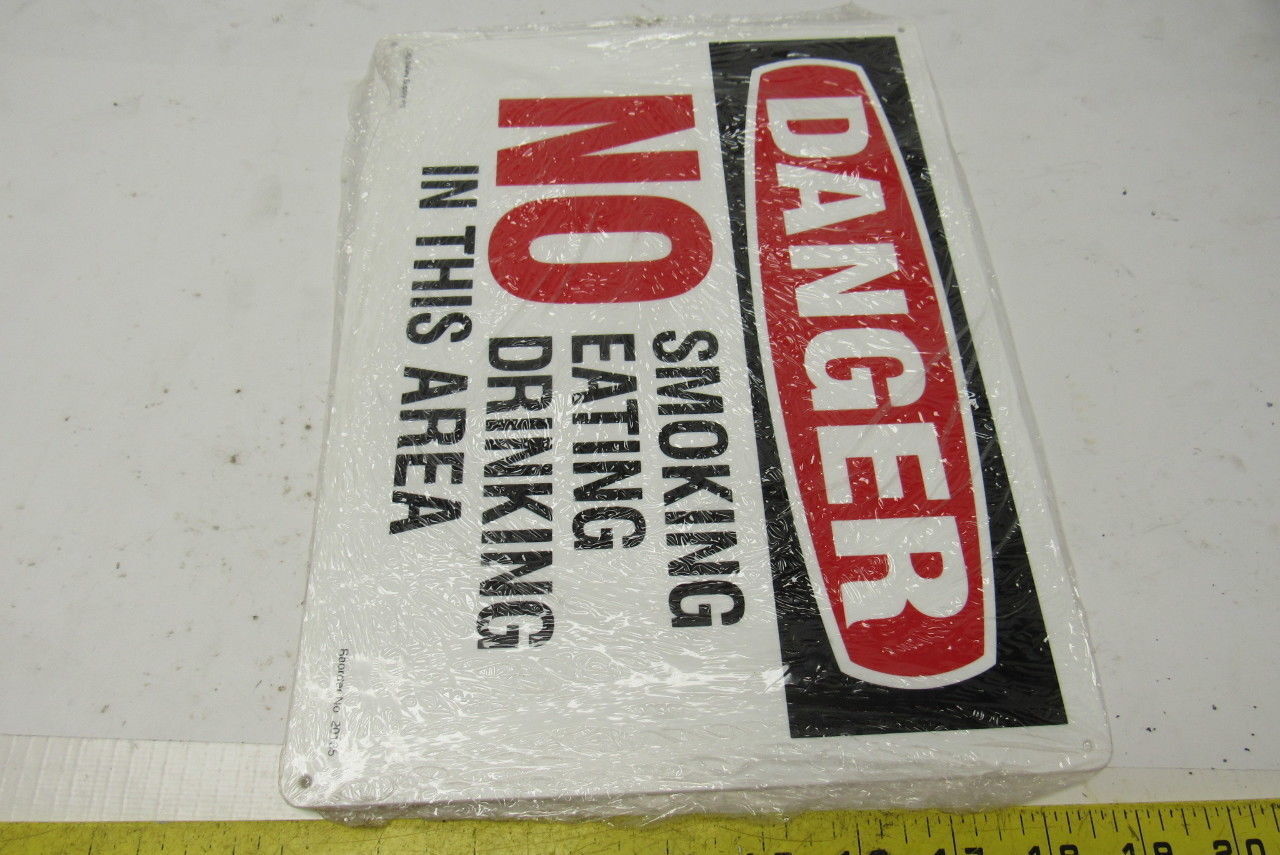Lab Safety Supply Danger No Smoking Eating in This Area 9″ X 12″ Vinyl Sign