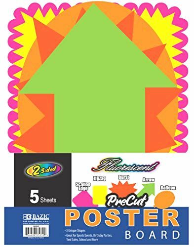 BAZIC Neon Pre-Cut Poster Board Shapes, 13.5″ x 10.75″ Arrow Balloon Cloud Spar
