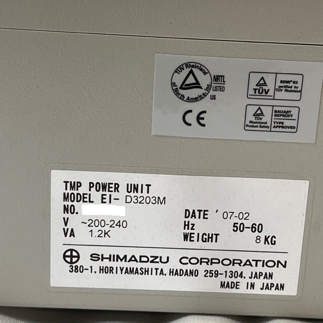 Shimadzu EI-D3203M Turbomolecular Pump Power Unit
