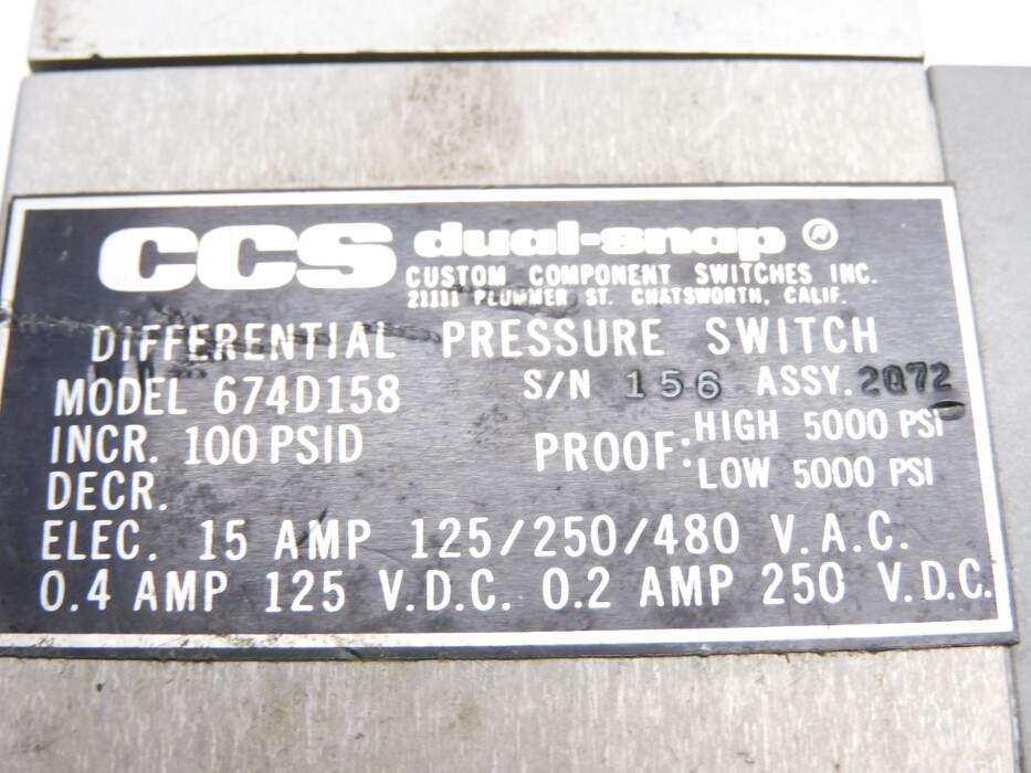 CCS 674D158 100PSID UNMP
