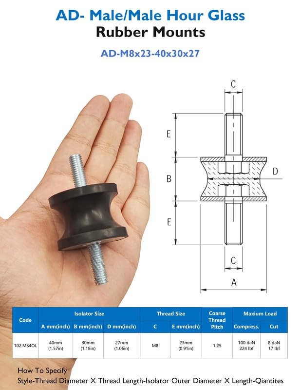 M8 Rubber Waisted Vibration Isolation Mounts Anti Vibration Isolator Mounts 2…