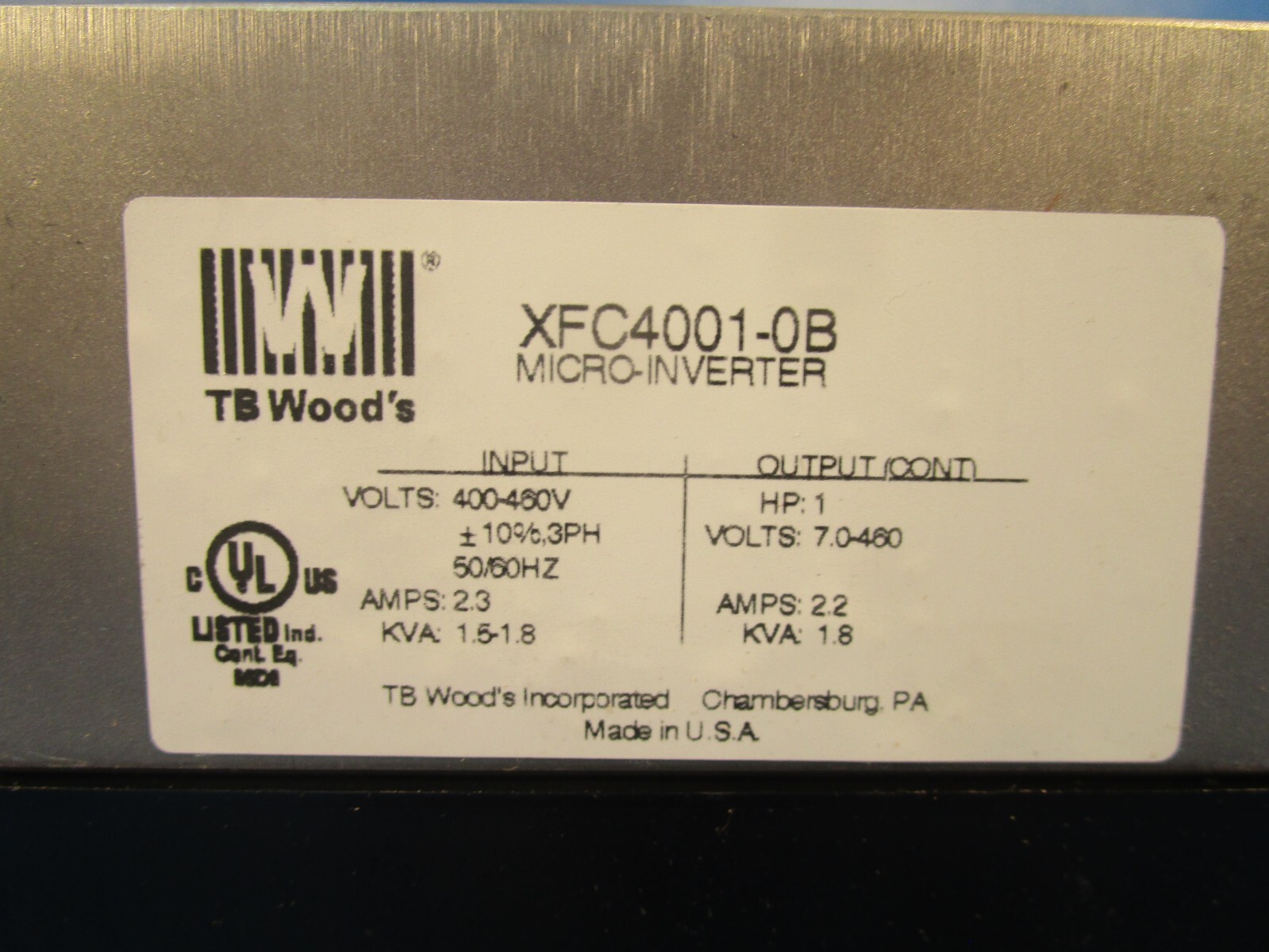 TB Woods XFC4001-0B, E-TRAC AC Micro-Inverter, XFC40010B