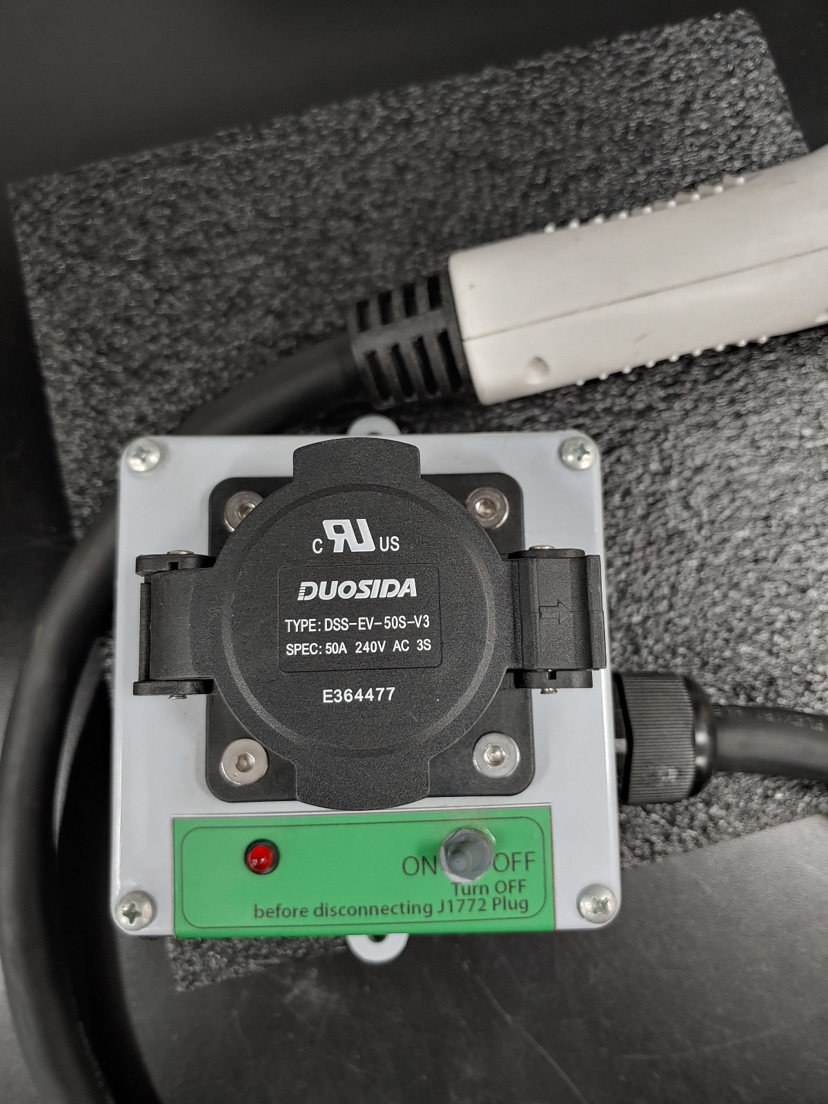 DUOSIDA DSS-EV-50P-V3 EV Charger with DSS-EV-50S-V3 Inlet and Adapter Box J1772