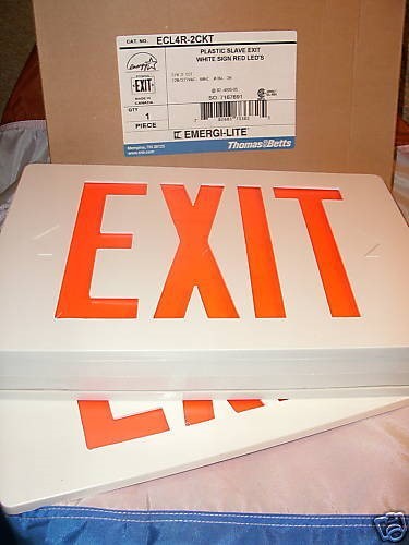 THOMAS & BETTS ECL4R-2CKT WHITE EXIT SIGN RED LED NEW