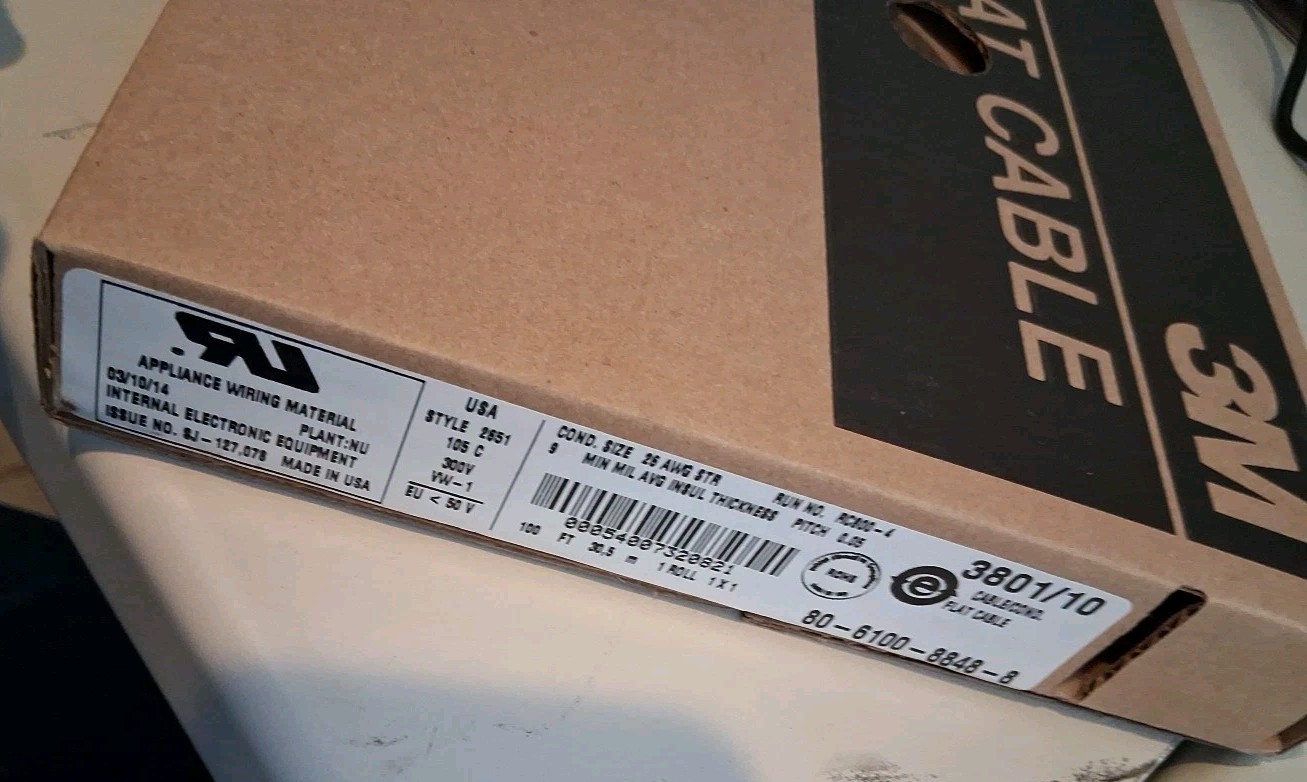 3M 3801/10 Flat Cables .050″ 10C ROUND 100′ GRAY 26AWG STRAND