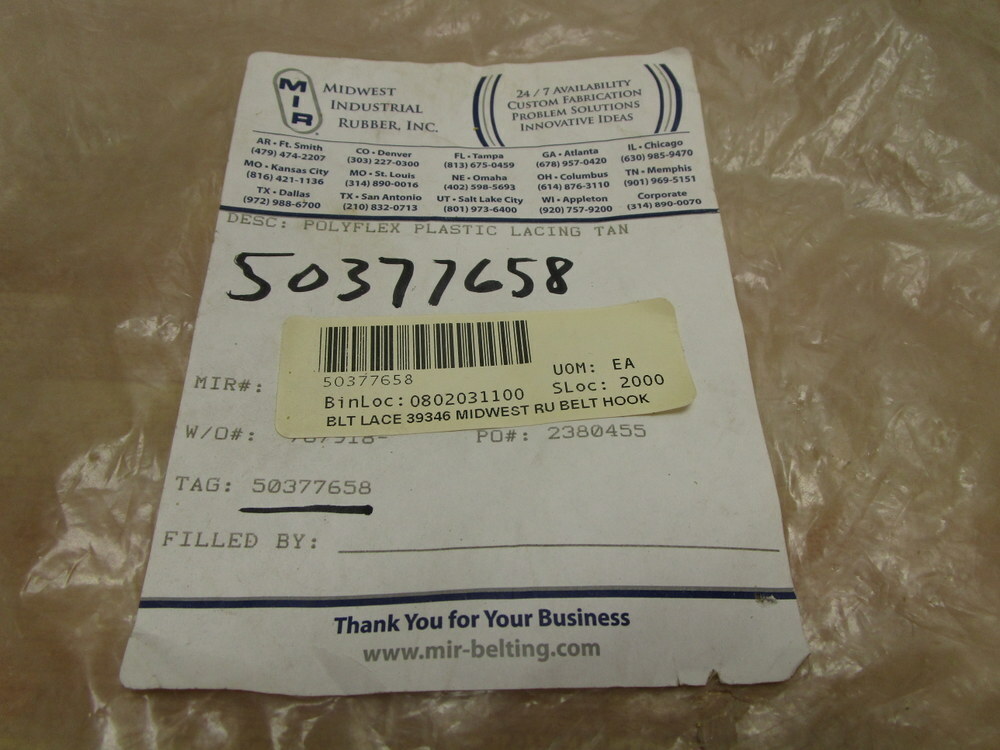 Midwest Industrial Rubber 50377658 Rubber Lacing 39346 13′
