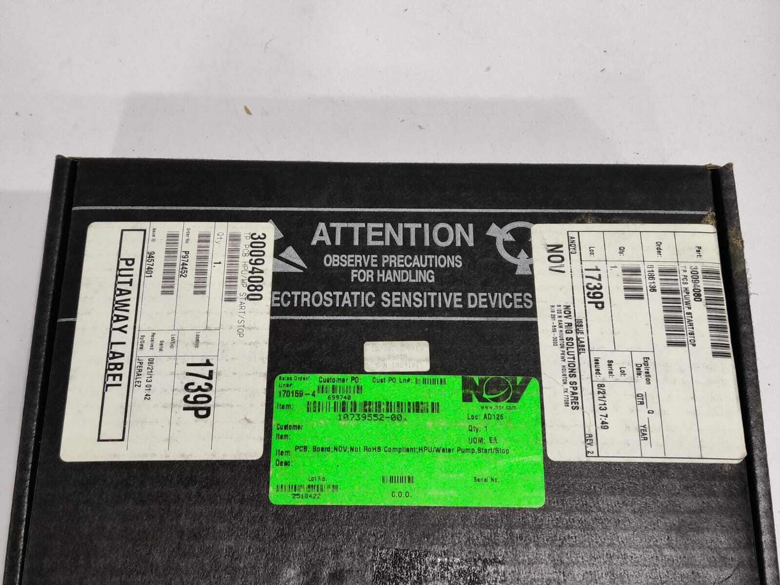 NOV Assy no. 94080 BE-1 1396 HPU/WTR Start/Stop Pump PCB Card Rev B 30094080