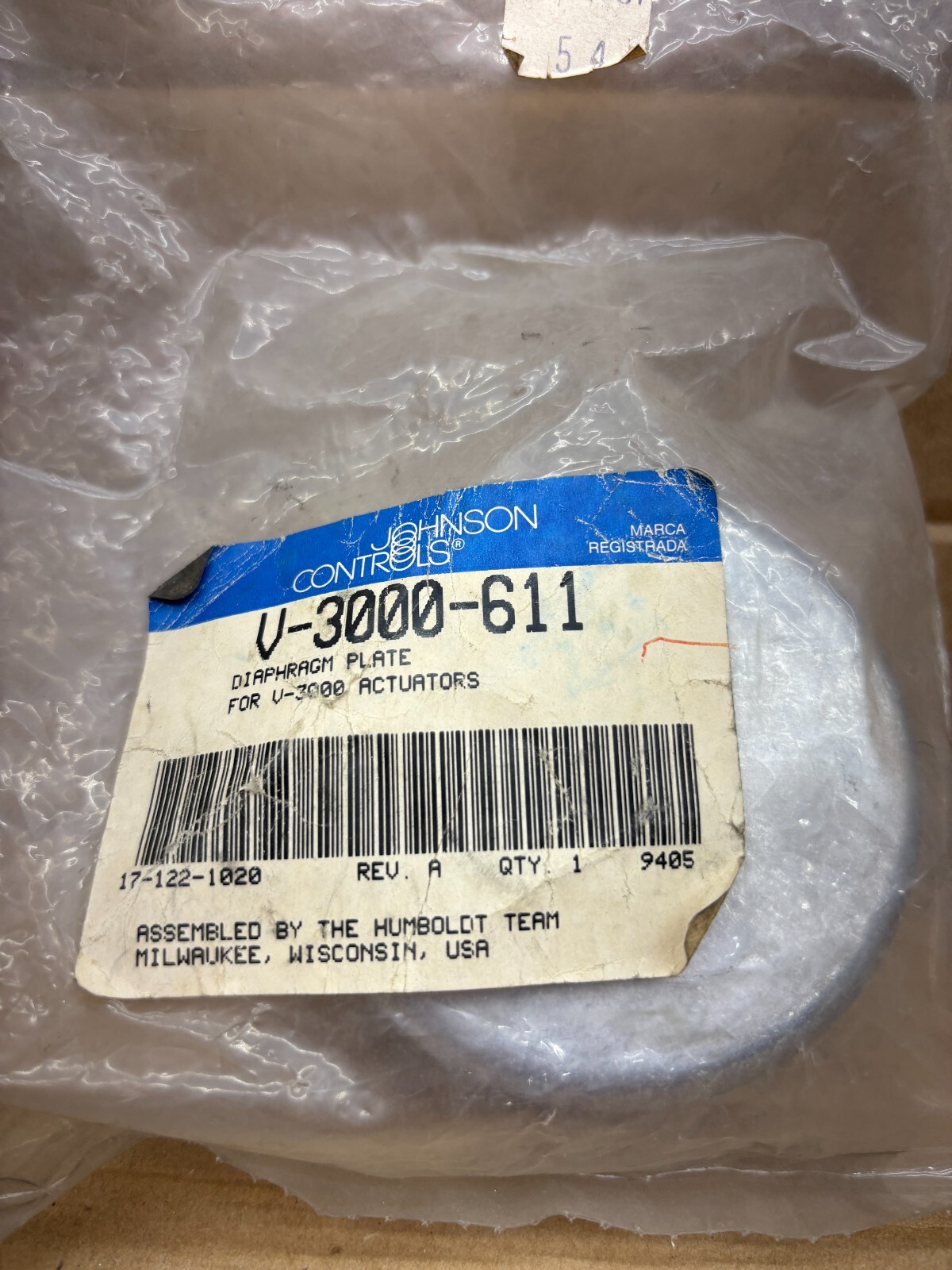 Lot of 2x Johnson Controls V-3000-611 Diaphragm Plate For V-3000 Actuators