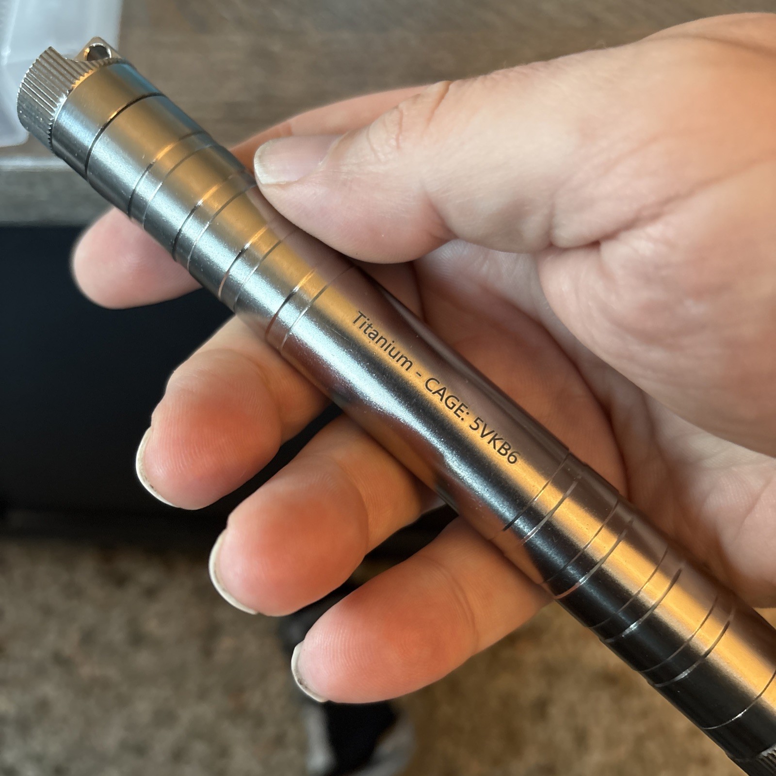 Maratac Tube-A-Ton Titanium Secured Lid Via Flange-to-Cap Fits Two AA Batteries