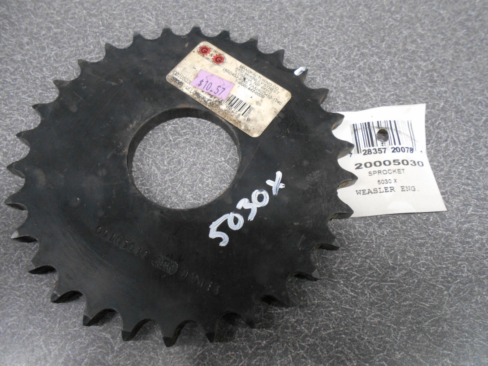 Weld-On Roller Chain Sprocket: 5030X, 30 Tooth, X-Series. Burns/Weasler. NOS!