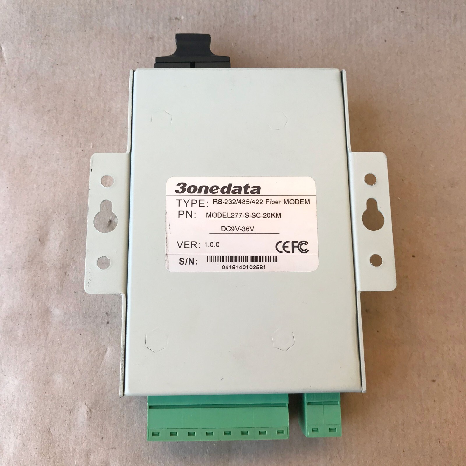 3ONEDATA 277SM INTERFACE ASYNCHRONOUS FIBER MODEM MODEL277-S-SC-20KM