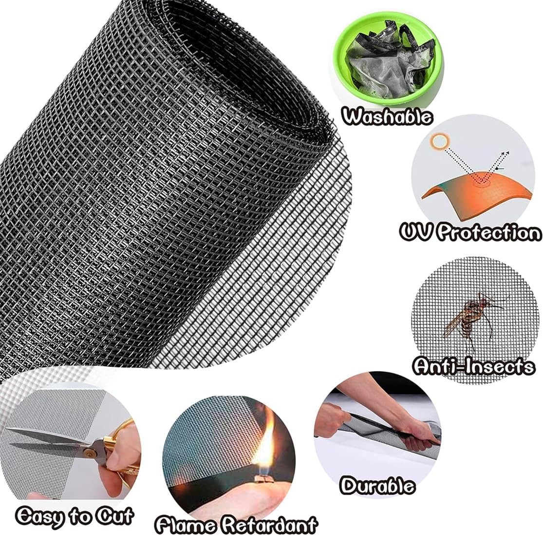 Pet Proof Window Screen Replacement Adjustable Fiberglass Repair Gray