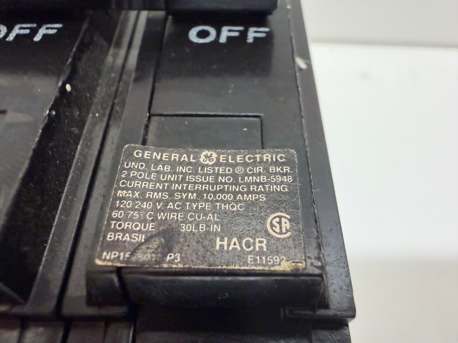 GOOD USED! GENERAL ELECTRIC GE 30A 240V 2-POLE CIRCUIT BREAKER HACR230
