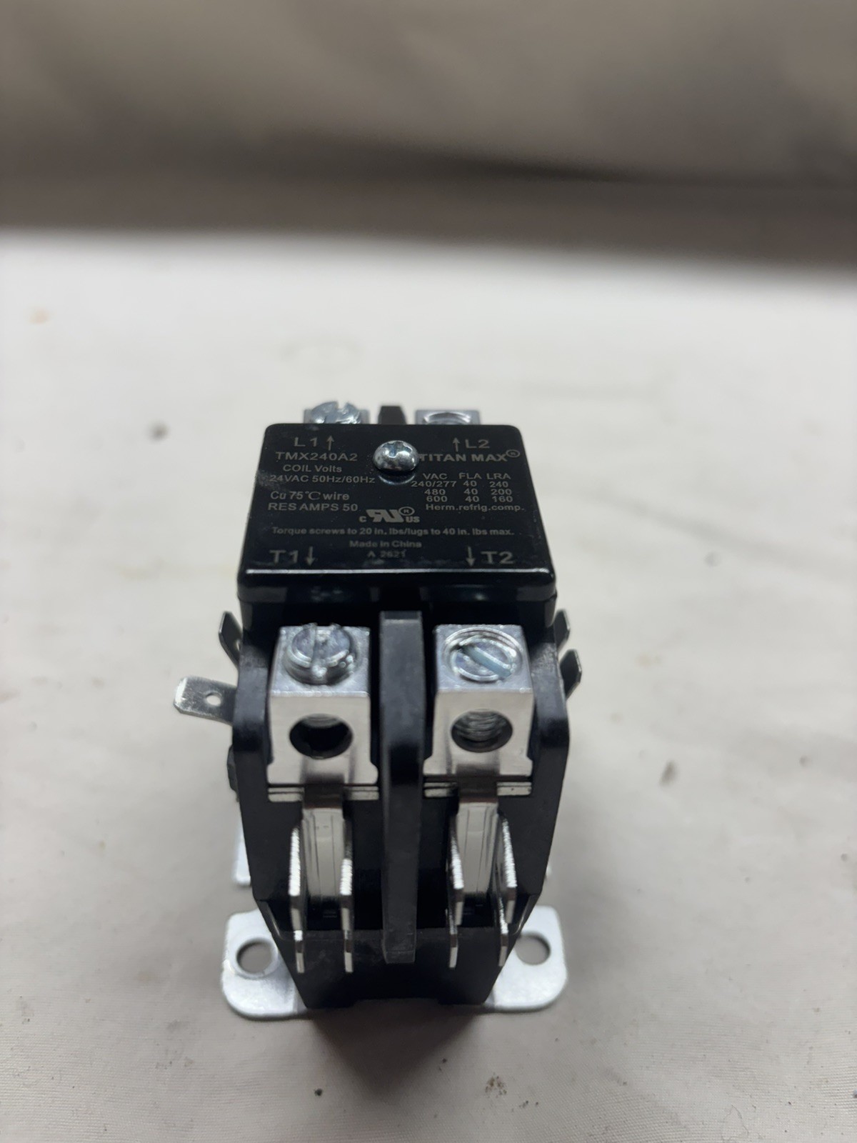 Packard TMX240A2 Max Definite Purpose Contactor 2 Pole, 40 Amp, 24 Volt Coil
