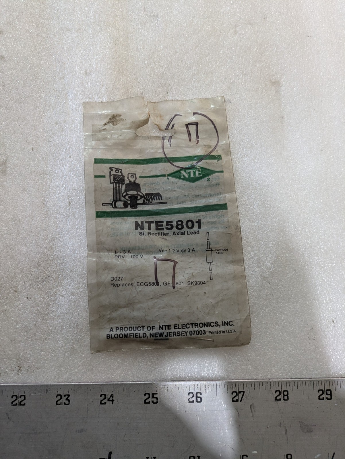 NTE Electronics NTE5801 3A 100V Silicon Rectifier Diode DO-27 LOT OF 7!