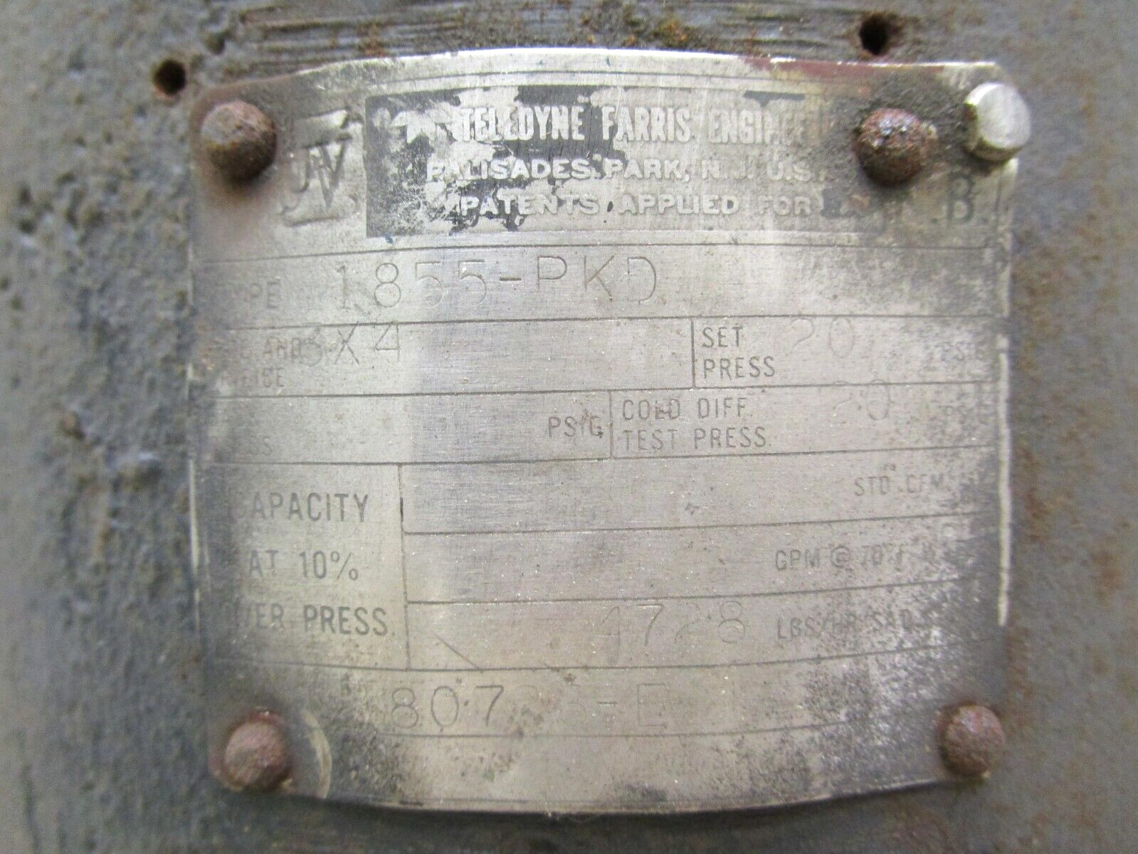 Teledyne Farris 1855-PKD 3×4 Size & Orifice 20 PSIG 48142AES