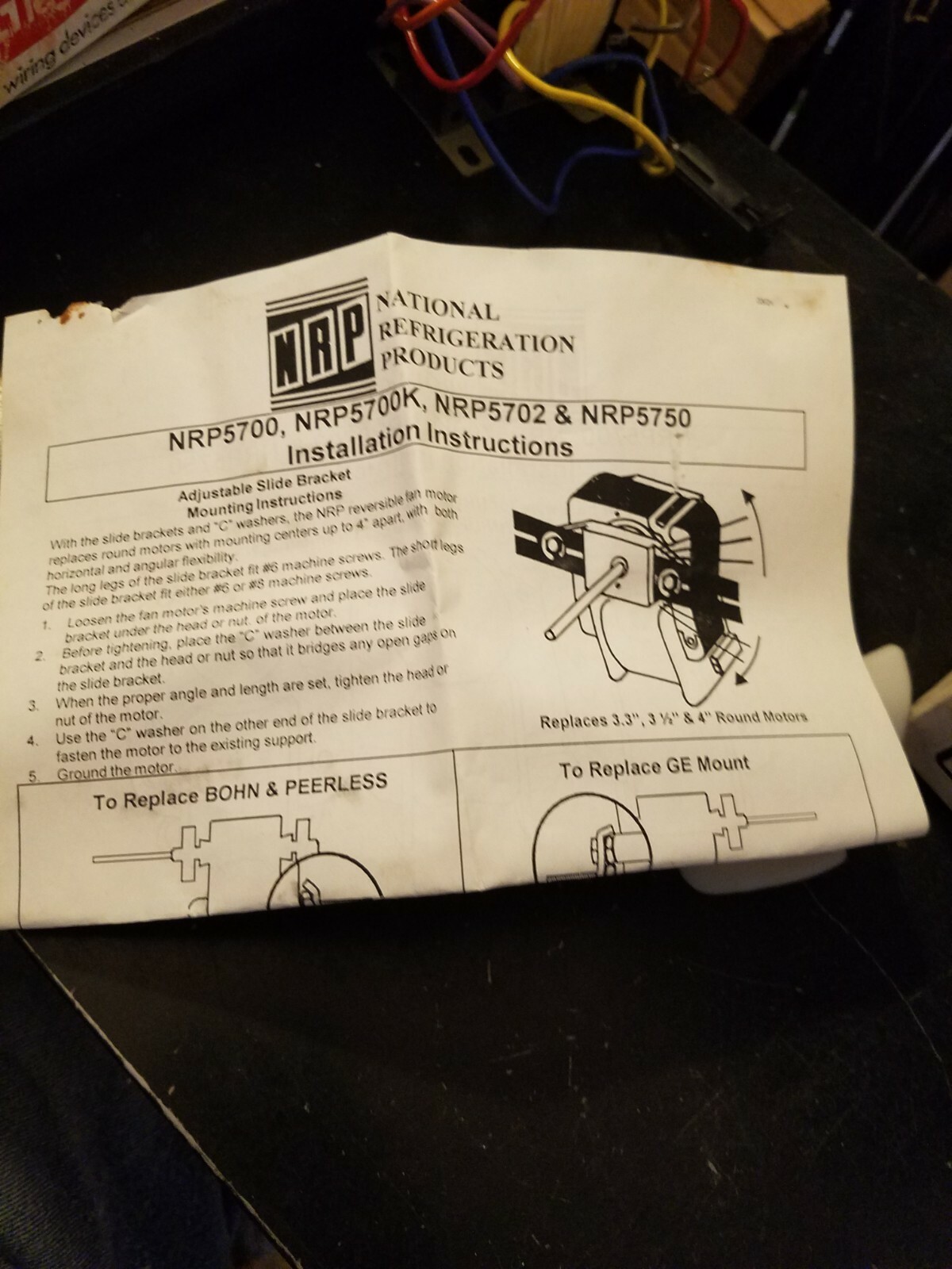 NRP5700K 1/100 HP 120V 3000 RPM REVERSIBLE FAN KIT BOHN UPPCO SINGER GE33