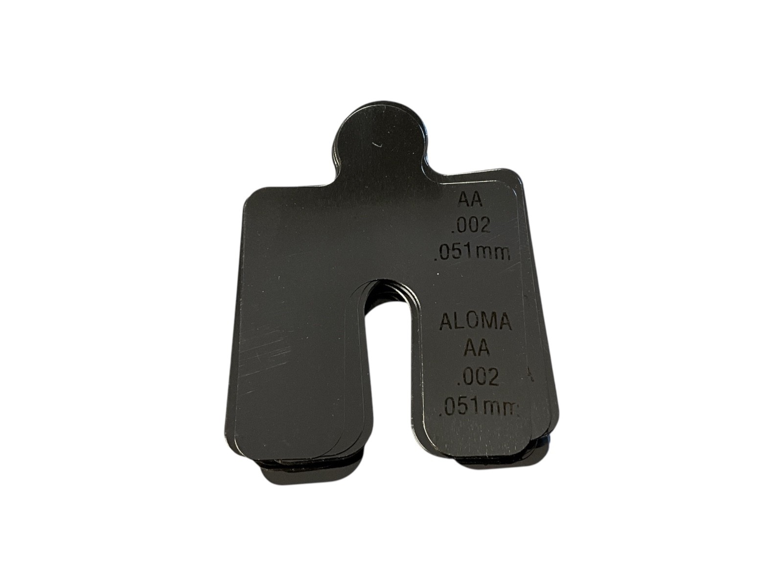 ALOMA AA .002” Stainless Steel Pre-Cut Slotted Alignment Shims — Pack of 50