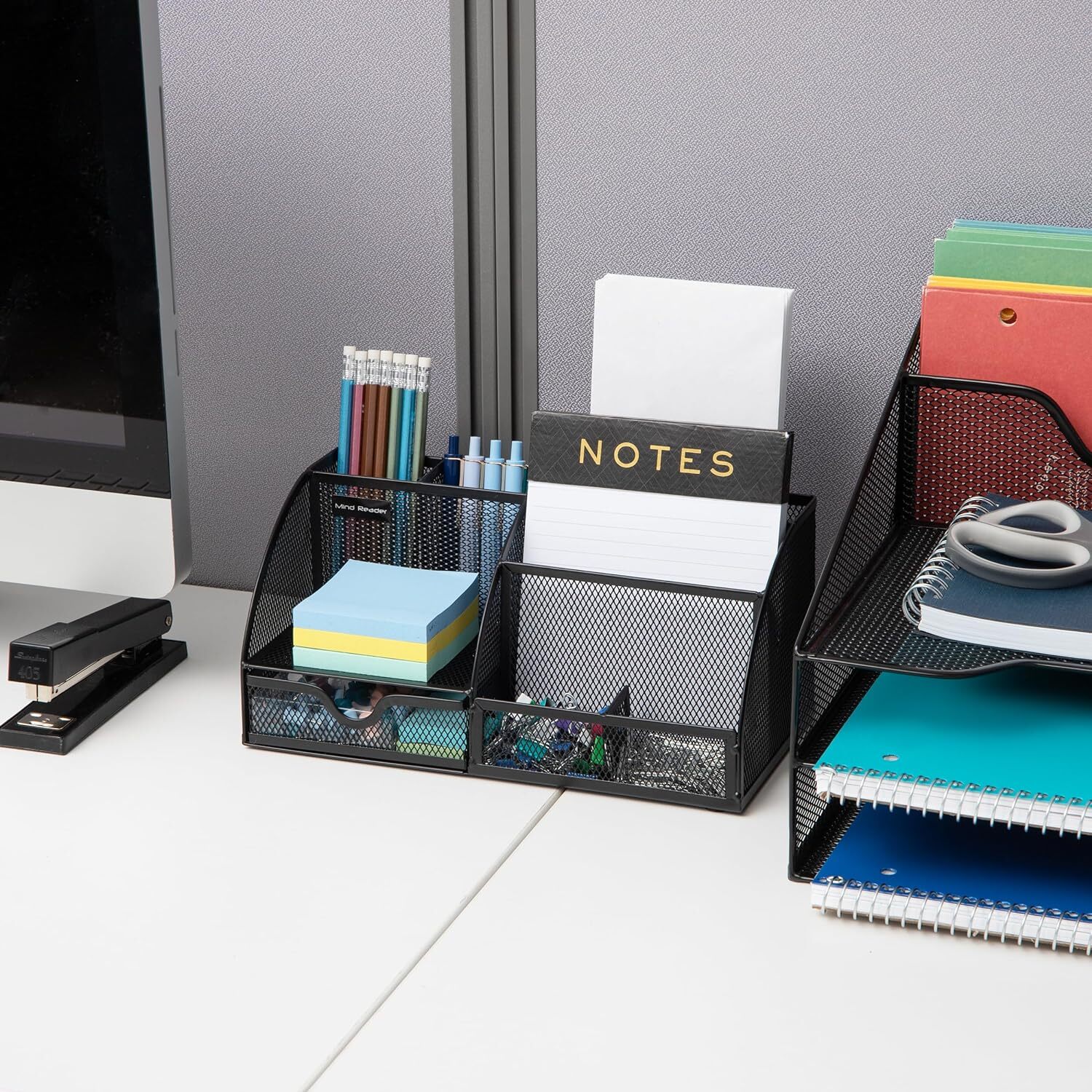 Mind Reader Desktop Organizer, File Storage, Accessory Black