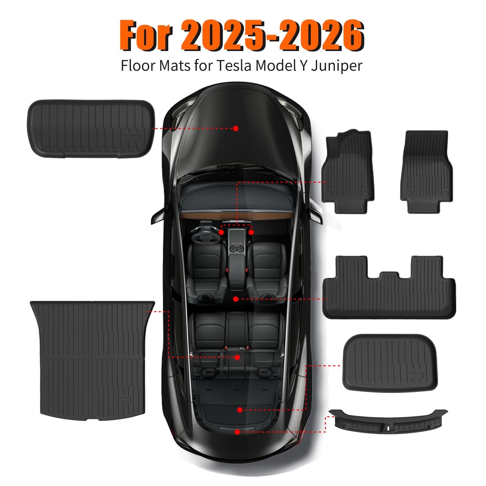 Floor Mats Trunk Mat for Tesla Model Y Juniper 2025 2026(5-Seat), All Weather…