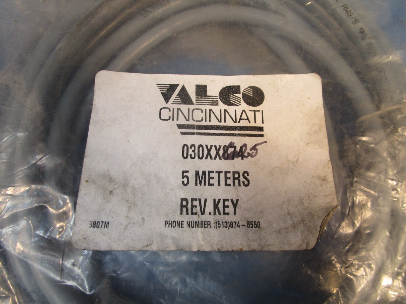 VALCO 030XX874, CORD SET, 5 PIN, MALE/FEMALE, 5 METER