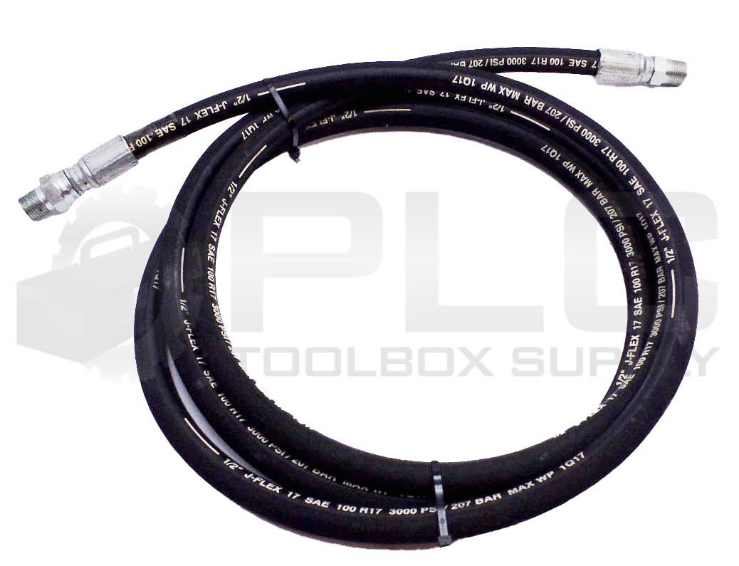 NEW HYDRAULIC HOSE ASSY. 1Q17 1/2″ J-FLEX 3000PSI APPROX. 11′ 6″ &(2) 13/16″ OD