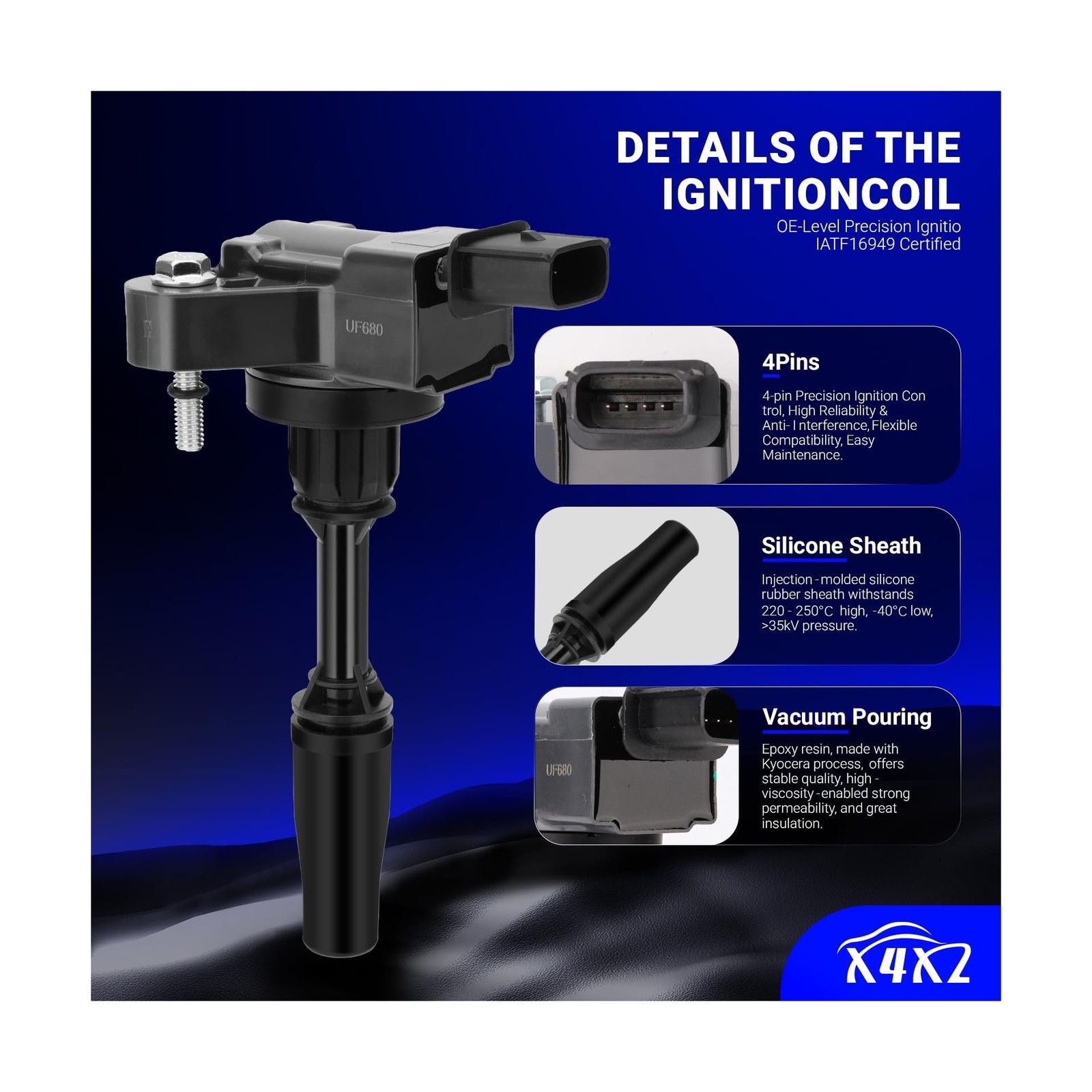 UF680 Ignition Coil & LTR6GP8 Double Iridium Spark Plug For Buick Envision Re…
