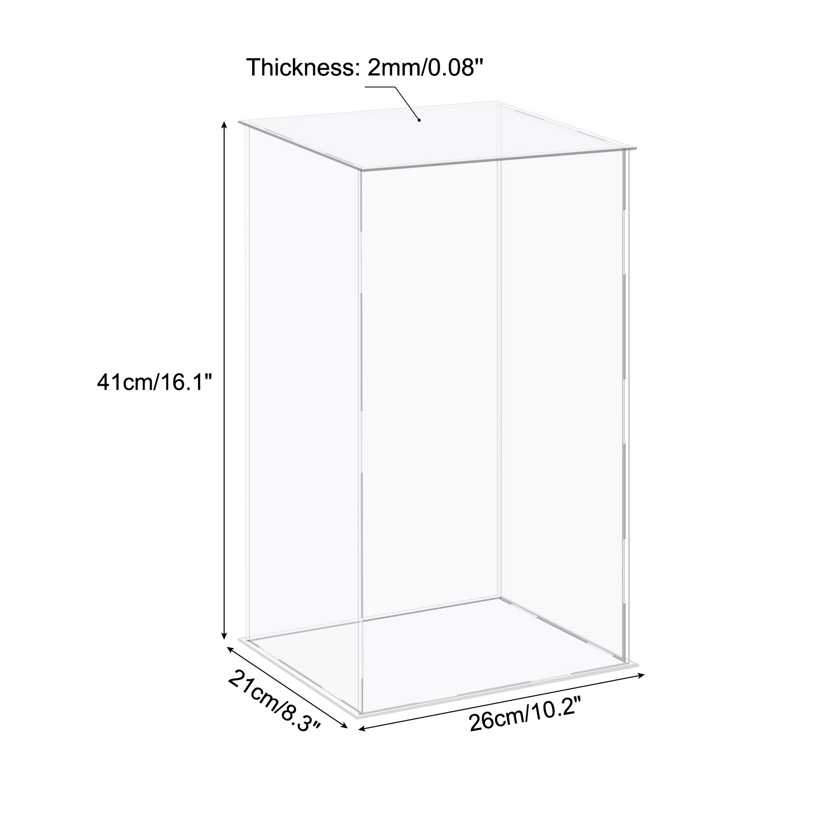 Acrylic Display Case Plastic Boxes Cube Storage Box Clear 26x21x41cm