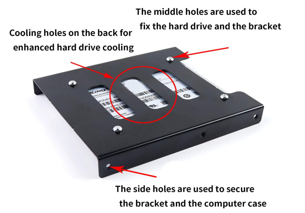 HDD SSD Mounting Bracket 2.5 to 3.5 Adapter Hard Drive Holder (Single Drive, 2 P