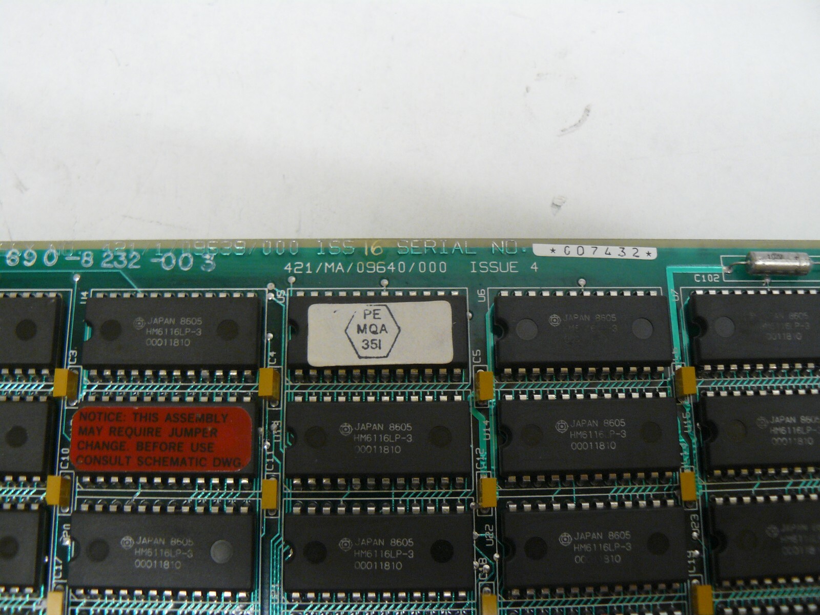 SVG Lithography 421/MA/09640/000 64k 8 bit cmos memory module 421/MB/09640/000