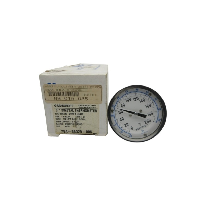 ASHCROFT 30 EI 60 R 060 0/200F & -20/90C 3″ NSMP