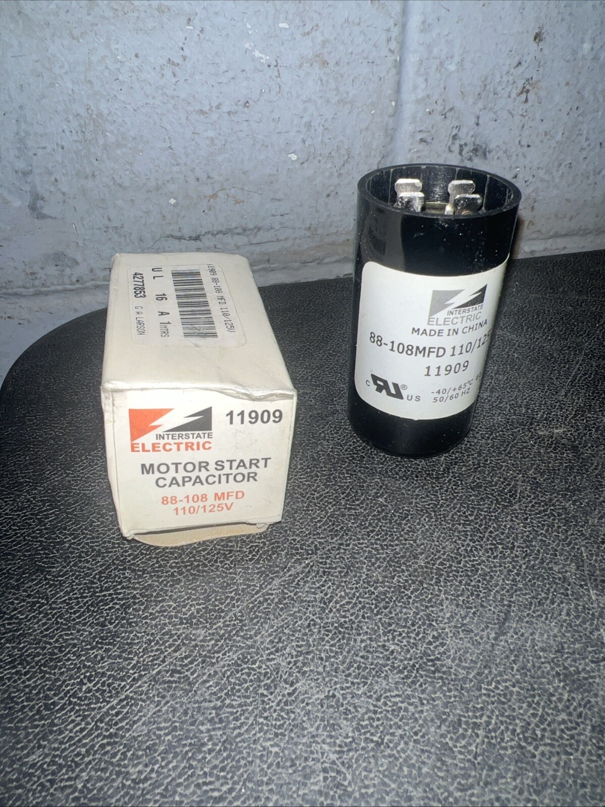 INTERSTATE 11909 MOTOR START CAPACITOR 88-108 MFD 110/125V
