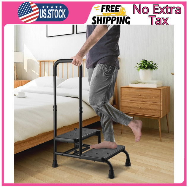 Step Stool with Handle, Non Slip Platform and Adjustable Handrail, Two Step S…