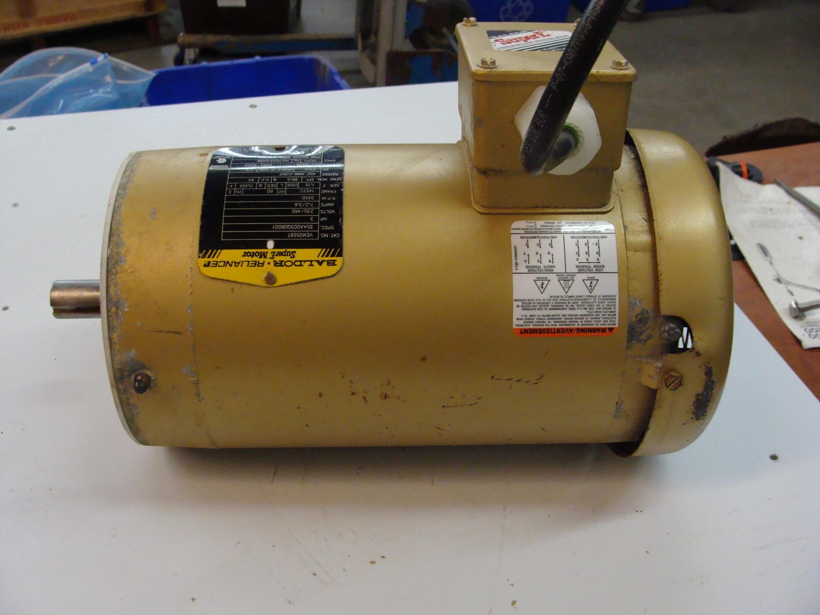 BALDOR RELIANCE SUPER E MOTOR VEM3559T 3HP 230/460V 7.2/3.6A 3450RPM 3PH