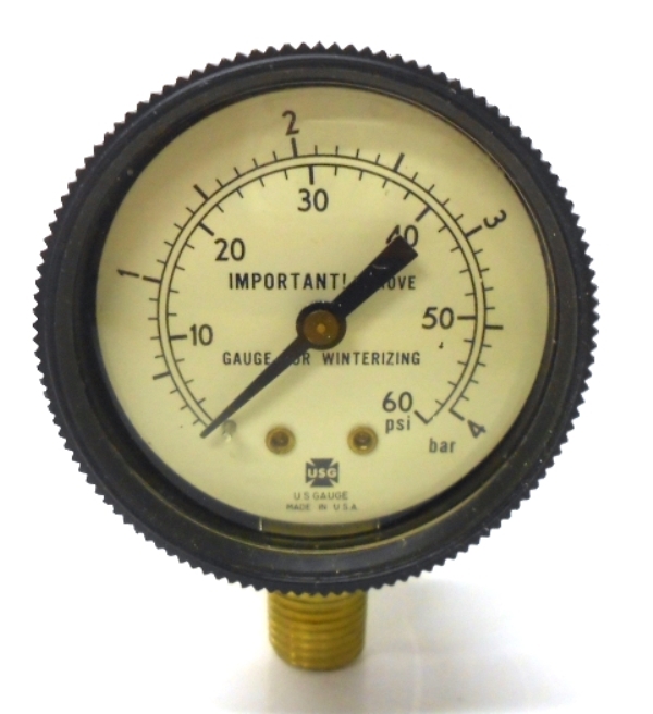 USG US GAUGE AMETEK 0-60 PSI, 0-4 BAR, APPROX 2″ FACE, 1/4″ BOTTOM CONN