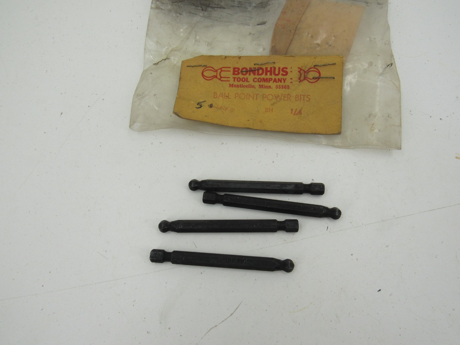 4 Pieces Bondhus Tool Ball Point Power Bits 1/4″ Hex
